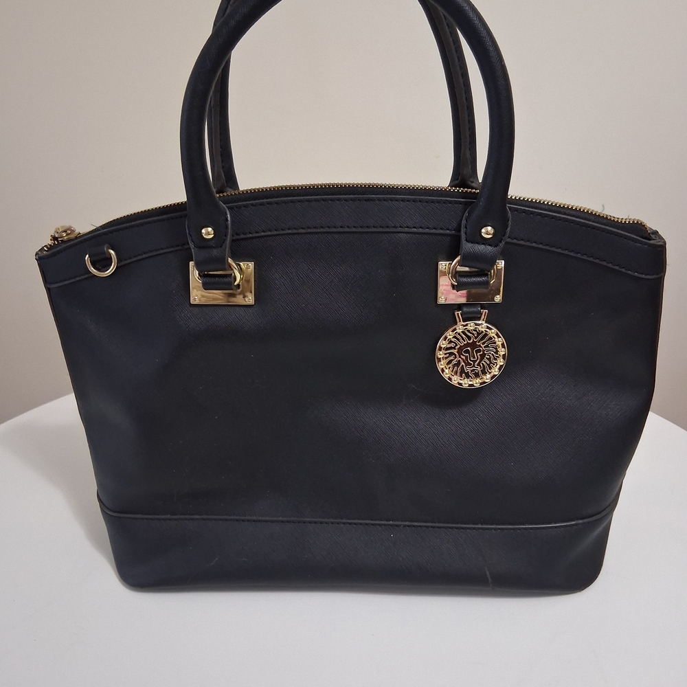 Anne Klein Black Satchel with Gold Accents